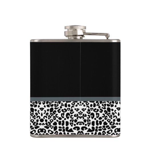 Flasques Bow gris Empreinte de léopard sophistiqué avec nom (Dos)