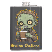 Flasques Brains Optional Zombie Coffee Funny Cute Undead  (Dos)