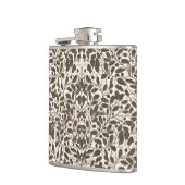 Flasques Branches de chêne et feuilles, motif damassé en br (Gauche)