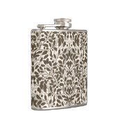 Flasques Branches de chêne et feuilles, motif damassé en br (Droite)