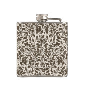 Flasques Branches de chêne et feuilles, motif damassé en br (Dos)