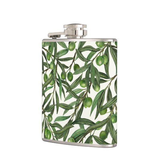 Flasques Branches d'olive sur blanc (Gauche)