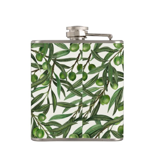 Flasques Branches d'olive sur blanc (Dos)
