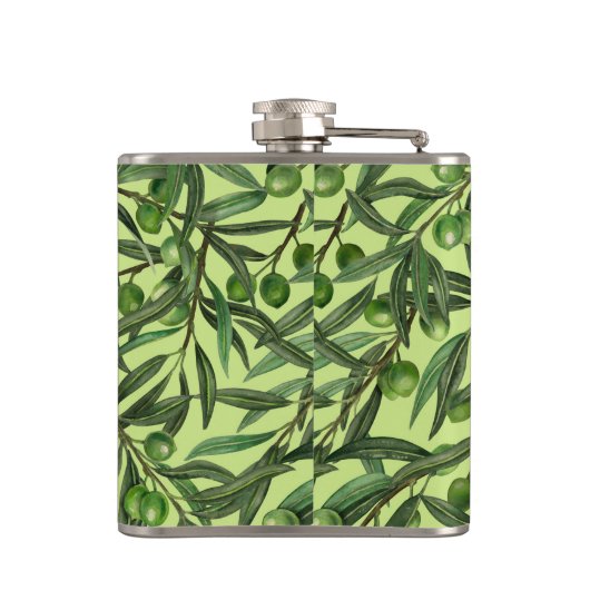 Flasques Branches d'olive sur le vert miel (Dos)