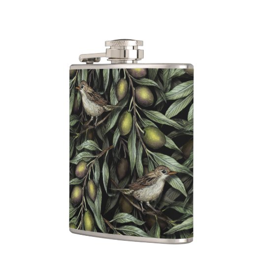 Flasques Branches d'olivier et Parulines (Gauche)