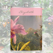 Flasques Brazilian Cattelya Orchid Hummingbird Monogrammed