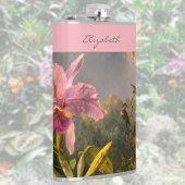 Flasques Brazilian Cattelya Orchid Hummingbird Monogrammed