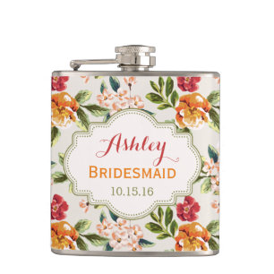Flasques Bride Bridesmaid Classy Vintage Floral Mariage