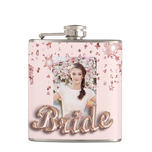 Flasques Bride rose or blush étoiles photo glamour (Devant)