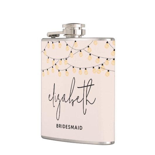 Flasques Bridesmaid Blush rose moderne Script (Gauche)