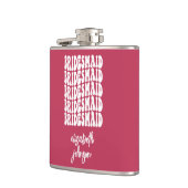 Flasques Bridesmaid Pink Retro Personnalisé Bachelorette (Gauche)