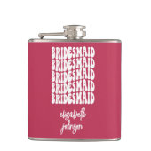 Flasques Bridesmaid Pink Retro Personnalisé Bachelorette (Devant)