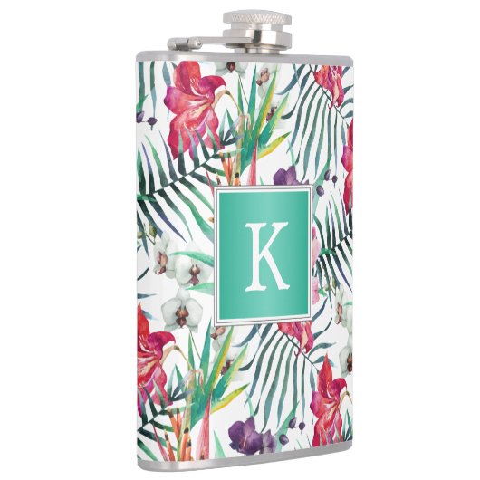 Flasques Bright Tropical Floral avec Monogramme (Droite)
