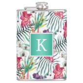 Flasques Bright Tropical Floral avec Monogramme (Devant)