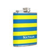 Flasques Bright Yellow and Blue Stripes Personnalisé (Droite)