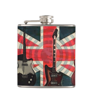 Flasques British Union Jack Flag Rock Roll Electric Guitar
