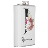 Flasques Broderie Rose Boho Fleur Initiale J (Droite)