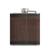 Flasques Brown Faux en cuir Monogramme Groomsman Cadeau (Dos)