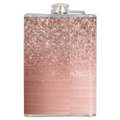 Flasques Brushed metal rose Gold Pink Glitter Monogram (Dos)