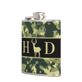 Flasques Buck Deer Chasse Monogramme Initiales (Gauche)