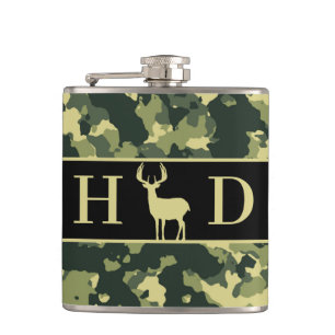 Flasques Buck Deer Chasse Monogramme Initiales