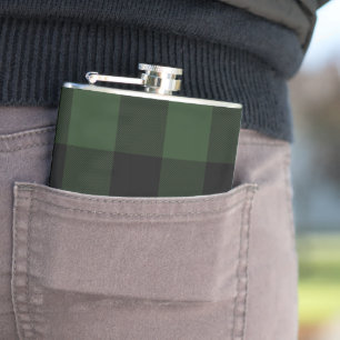 Flasques Buffalo check Celtic Green and Black Squares Plaid