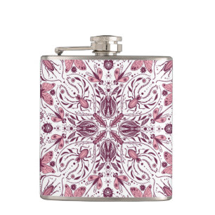 Flasques Buissons, magenta foncé et rose sur blanc