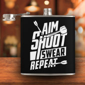 Flasques But Tir Swear Répéter Funny Dart Flask 6 oz.