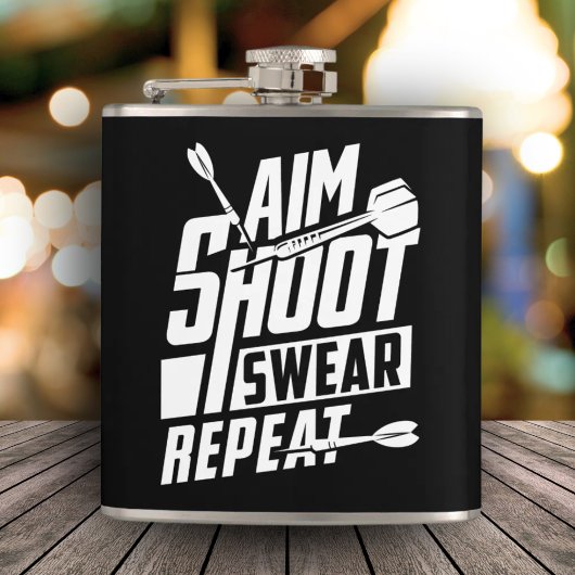 Flasques But Tir Swear Répéter Funny Dart Flask 6 oz.