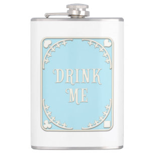 Flasques "Buvez-moi" Whimsical Victorian Filigree Blue