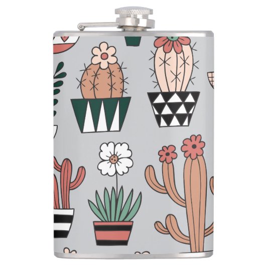 Flasques Cactus en fleurs mignons : Motif à main (Devant)