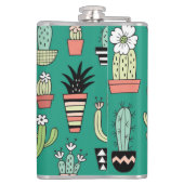 Flasques Cactus Fleuris Fond Vert Vintage (Dos)