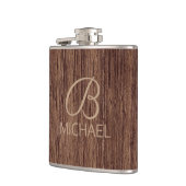 Flasques Cadeau de monogramme à grain de bois rustique pour (Gauche)