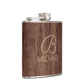 Flasques Cadeau de monogramme à grain de bois rustique pour (Droite)