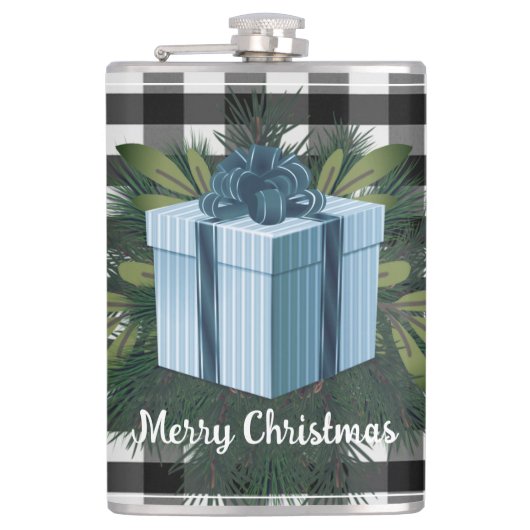 Flasques Cadeau de Noël Plaid Buffalo | Bleu (Devant)