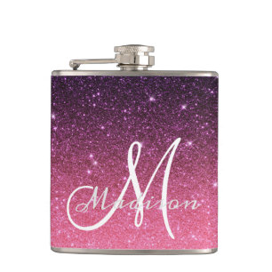 Flasques Cadeau de Parties scintillant rose violet Monogram