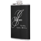 Flasques Cadeau de témoin écriture noir blanc monogramme él (Gauche)