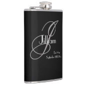 Flasques Cadeau de témoin écriture noir blanc monogramme él (Droite)