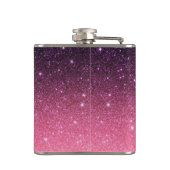 Flasques Cadeau Pailleté Rose Violet Ombre Monogramme (Dos)