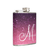 Flasques Cadeau Paillettes Rose Violet Ombré Monogramme (Droite)