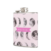 Flasques Cadeau Personnalisé de Phase de Lune Rose Céleste (Gauche)