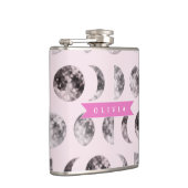 Flasques Cadeau Personnalisé de Phase de Lune Rose Céleste (Droite)