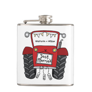 Flasques Cadeau personnalisé Mariage campagnard tracteur ro