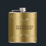 Flasques Cadre Floral Or & Parties scintillant Sur Or<br><div class="desc">Elégant or et parties scintillant blanche tourbillons floraux encadrent sur des tons or arrière - plan. Texte personnalisable Si vous avez besoin d'aide pour customiser un de mes designs,  contactez le concepteur ArtOnWear. Mise en forme de texte gratuite avec aide en direct disponible sur demande.</div>