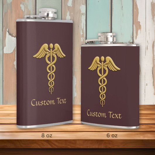 Flasques Caducée double serpent doré