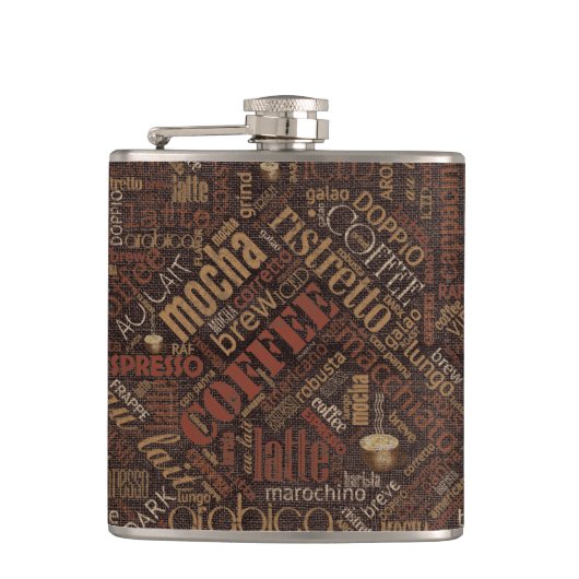 Flasques Café sur Burlap Word Cloud Brown ID283 (Devant)