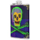 Flasques Calavera Crâne Geek NFT Art Blanc Or Vert bleu (Gauche)