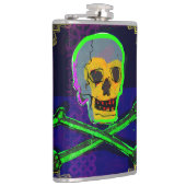 Flasques Calavera Crâne Geek NFT Art Blanc Or Vert bleu (Droite)