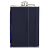 Flasques Calavera Crâne Geek NFT Art Blanc Or Vert bleu (Dos)