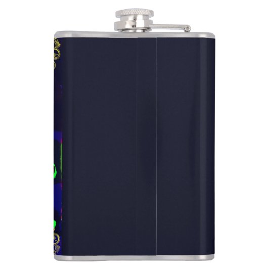 Flasques Calavera Crâne Geek NFT Art Blanc Or Vert bleu (Dos)
